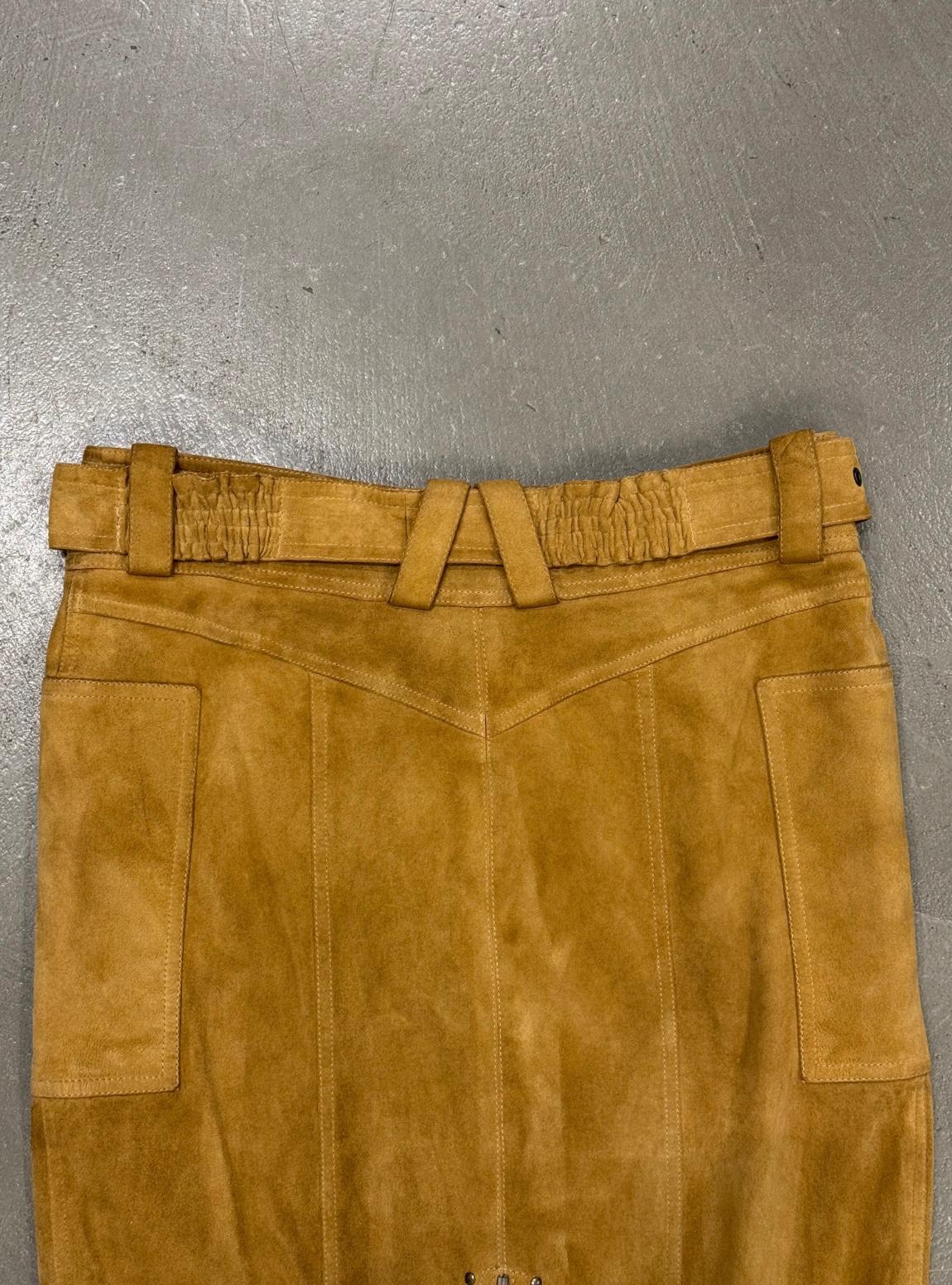 2000s Christian Dior by Galliano sueade zipper skirt For Sale 2