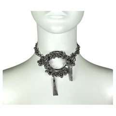 2000's Christian Dior by John Galiano Large Silver Choker Necklace