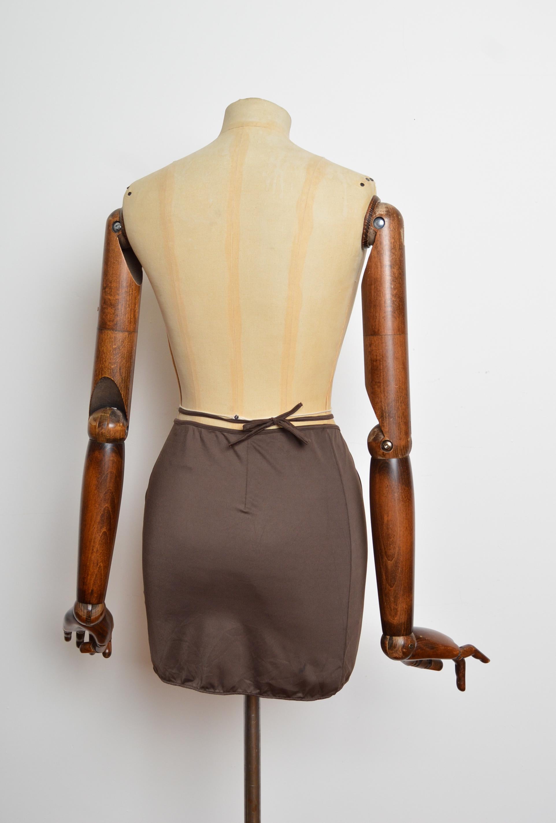 2000s Christian Dior by John Galliano Brown wrap mini Skirt