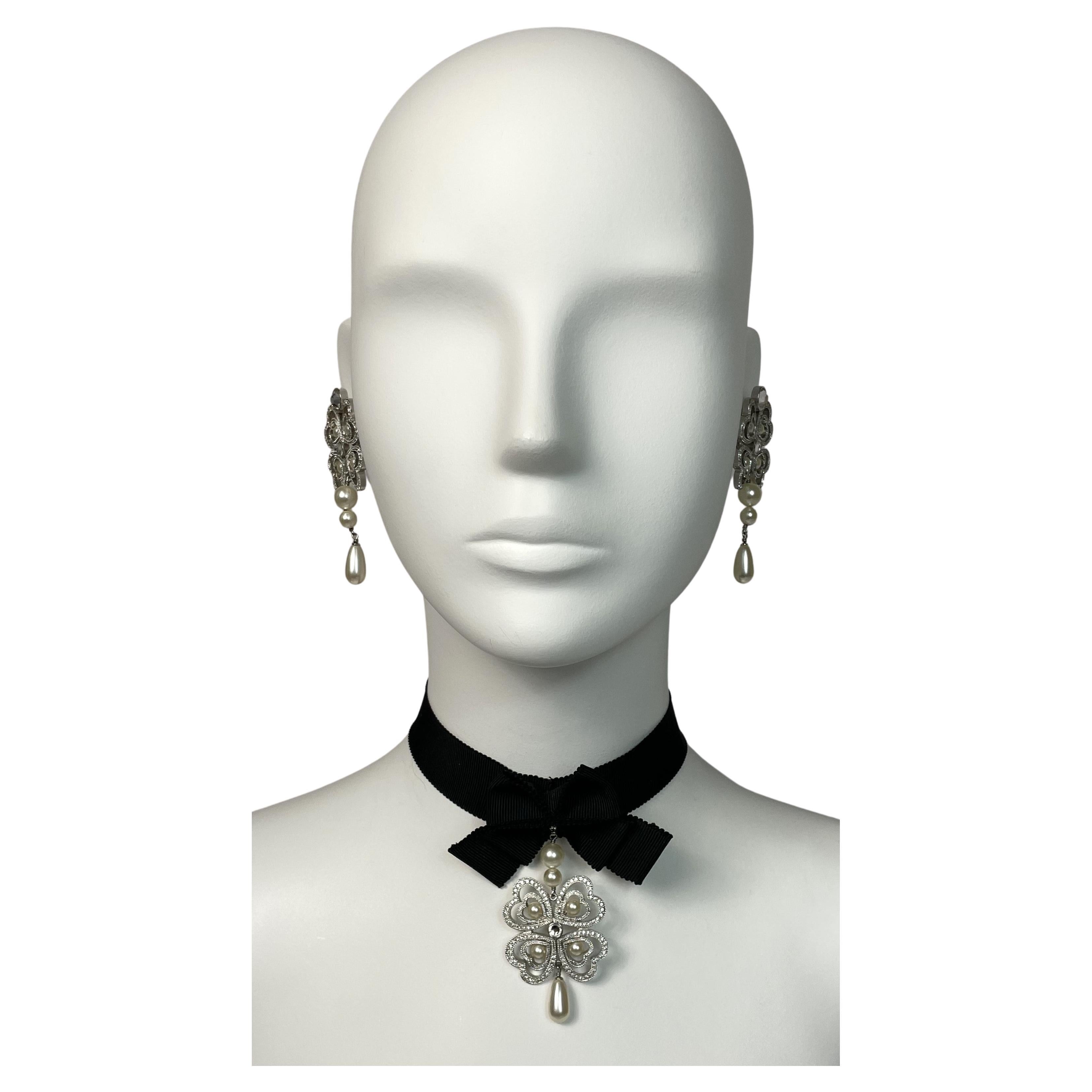 2000's Christian Dior by John Galliano Choker Necklace Earrings Bracelet Set