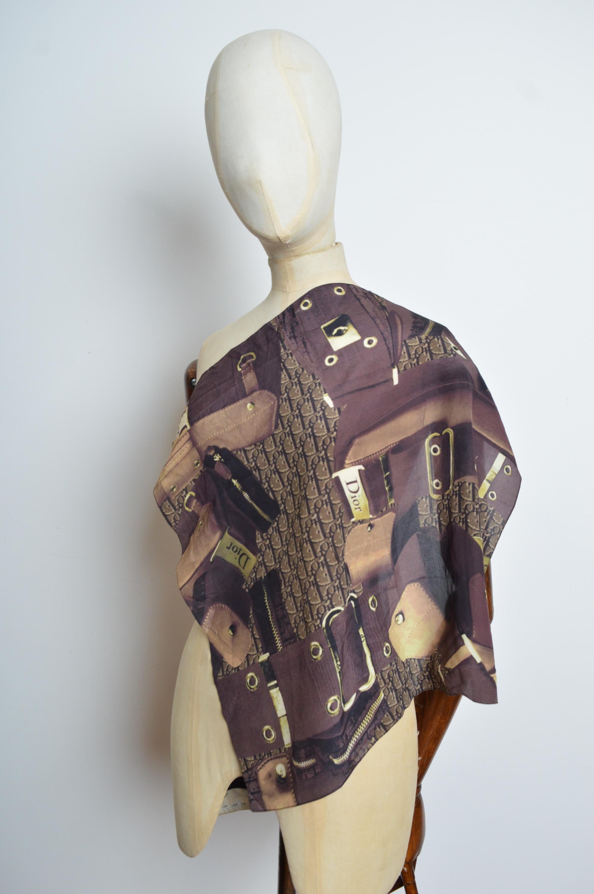 Women's or Men's 2000's Christian Dior by John Galliano Colombus Small Silk Square Scarf For Sale