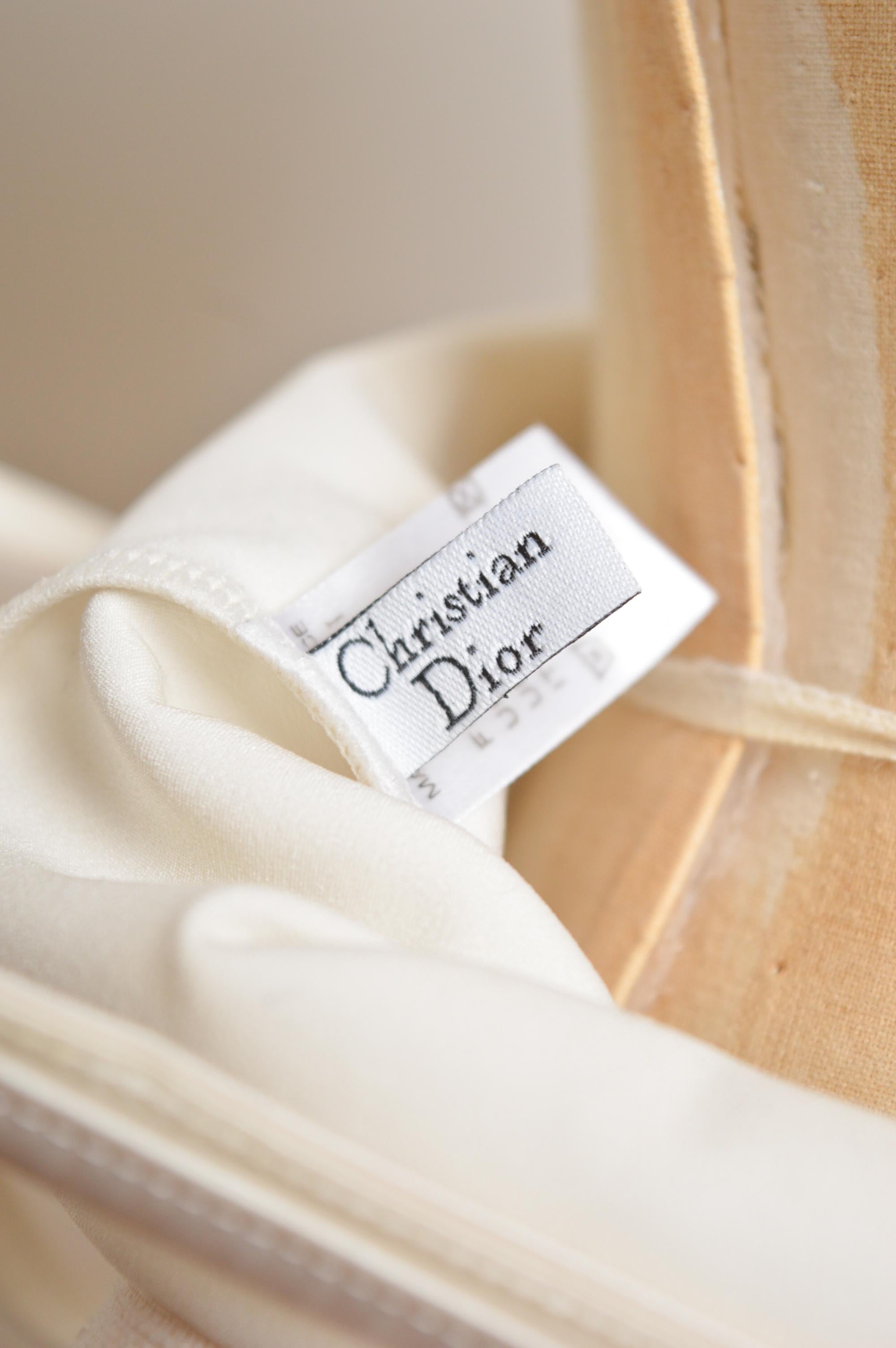 Vestido de tirantes con perlas transparentes en crema, Christian Dior by John Galliano, 2000 en venta 6