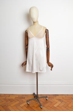 2000's Christian Dior by John Galliano Cream Sheer Pearl Strappy slip Dress