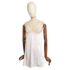 2000's Christian Dior by John Galliano Cream Sheer Pearl Strappy slip Dress