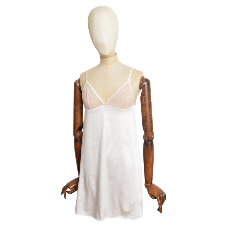2000's Christian Dior by John Galliano Cream Sheer Pearl Strappy slip Dress  For Sale at 1stDibs