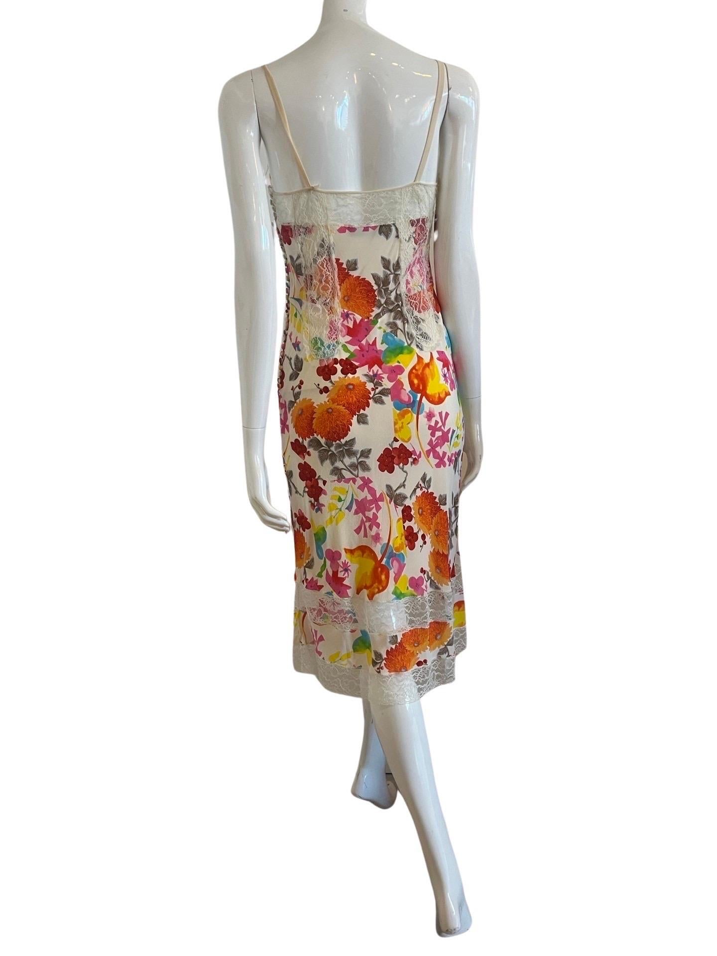 2000s Christian Dior by John Galliano Floral Dress For Sale 7