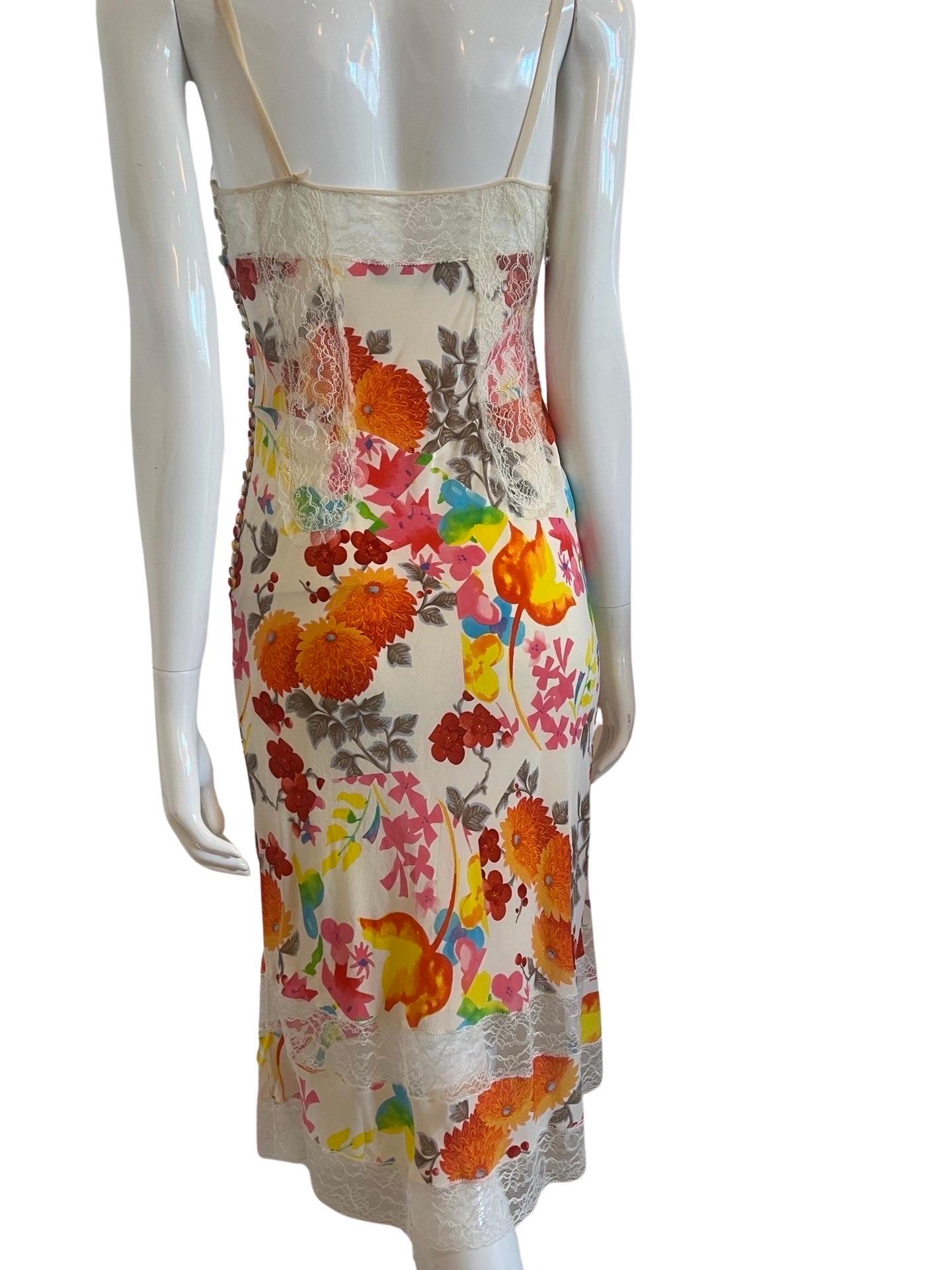 2000s Christian Dior by John Galliano Floral Dress For Sale 5