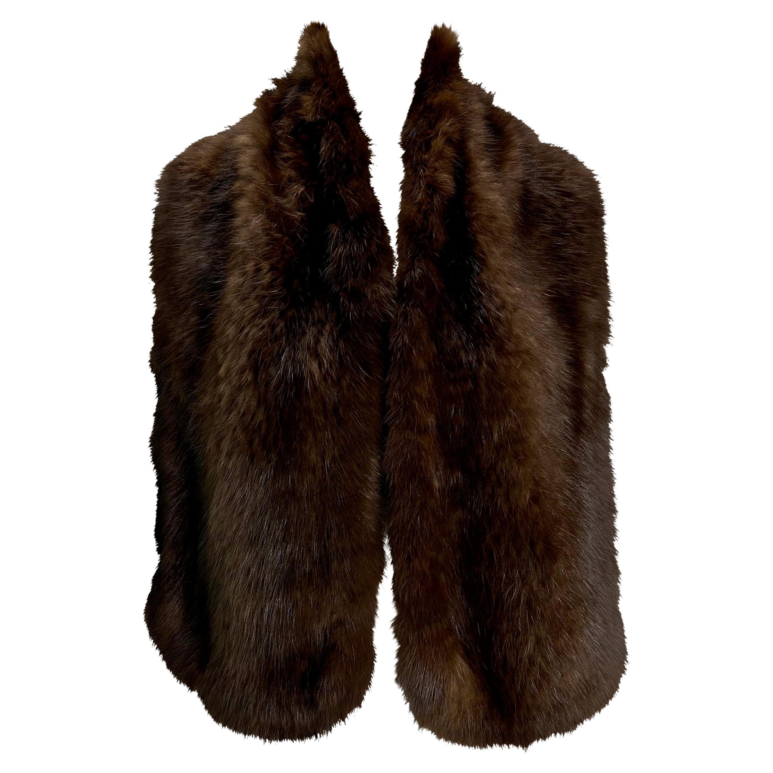 2000s Christian Dior by John Galliano Knit Brown Sable Mink Fur Scarf For Sale