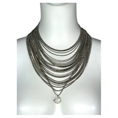 2000's Christian Dior by John Galliano Large Silver Crystal Choker Necklace