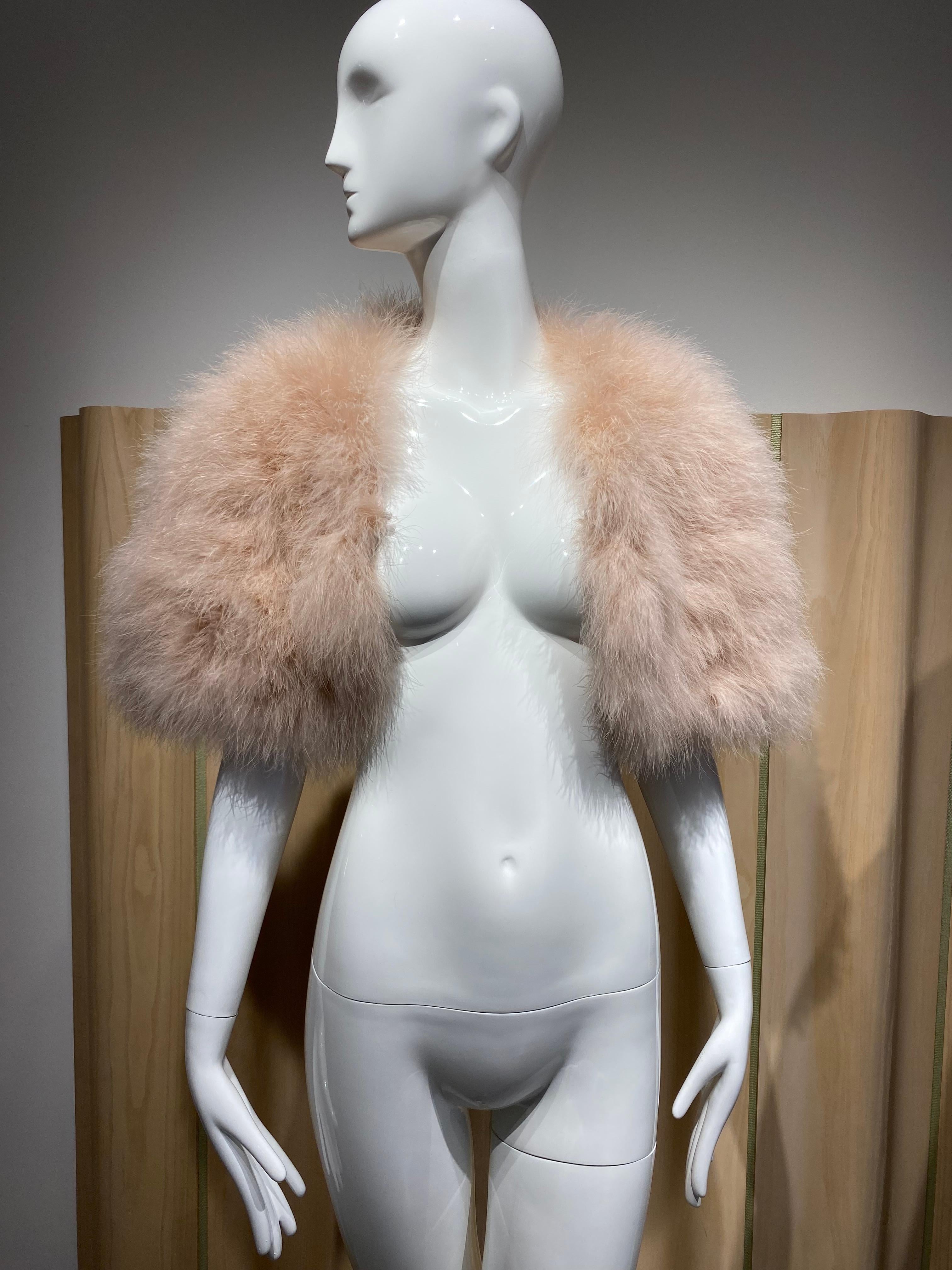 2000s Christian Dior by John Galliano Ostrich Feather Capelet For Sale 5