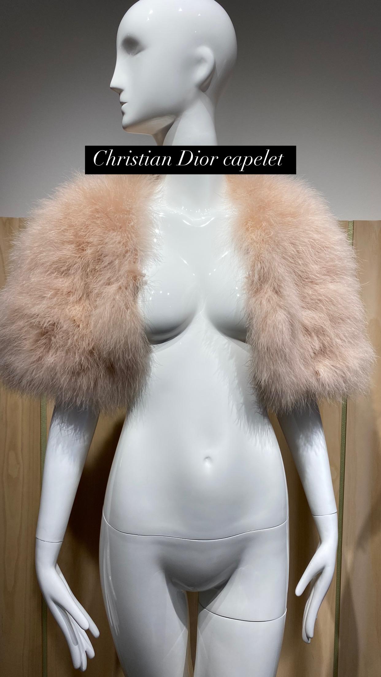 2000s Christian Dior by John Galliano Ostrich Feather Capelet In Excellent Condition For Sale In Beverly Hills, CA