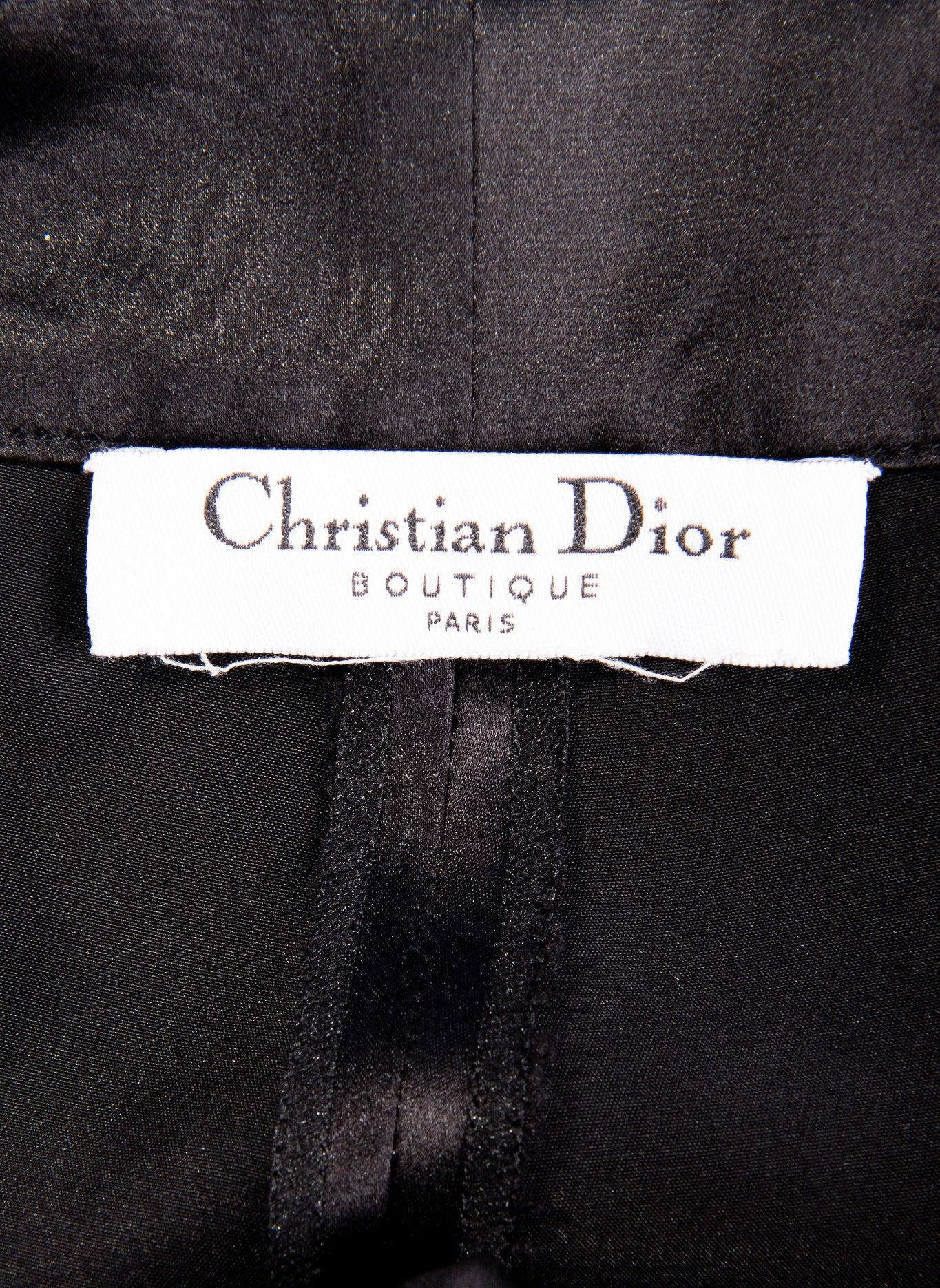 2000’s Christian Dior by John Galliano Silk Black Pants with Ruffle Sides 2