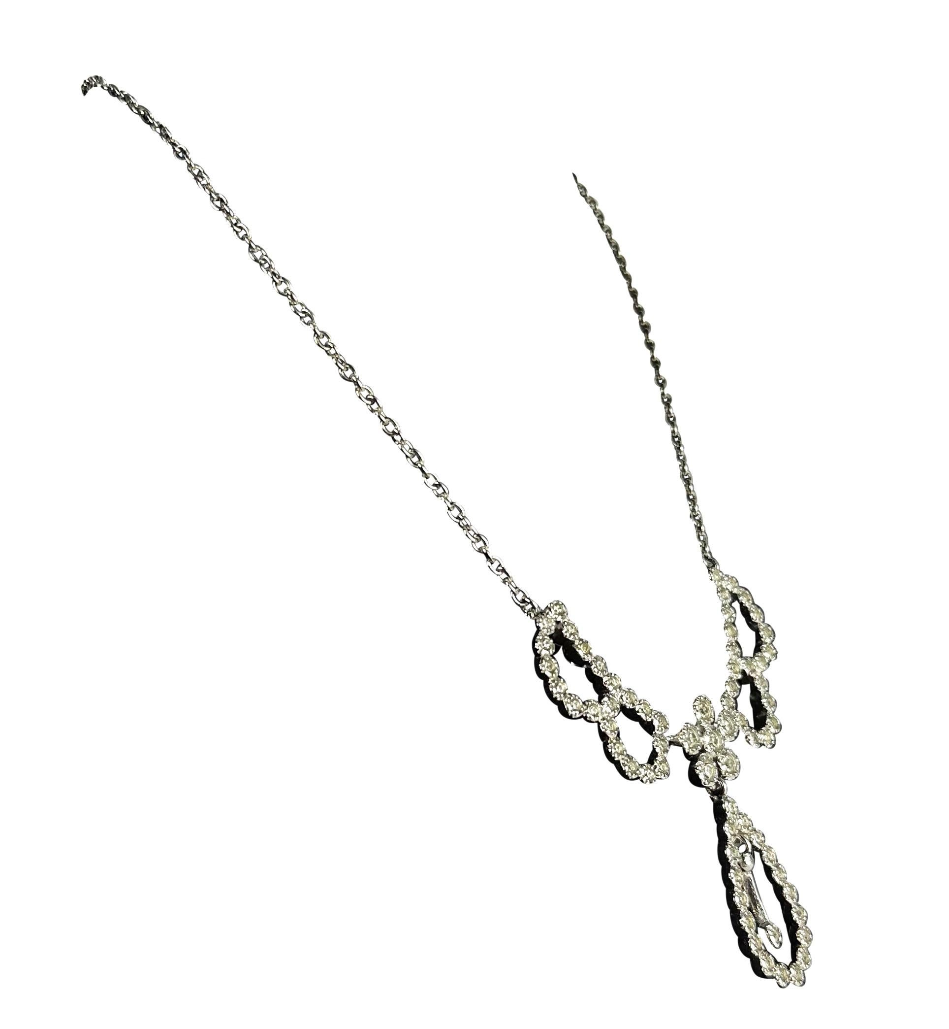 Women's 2000s Christian Dior by John Galliano Silver Rhinestone Drop Costume Necklace For Sale