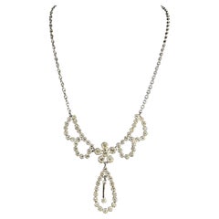 2000s Christian Dior by John Galliano Silver Rhinestone Drop Costume Necklace