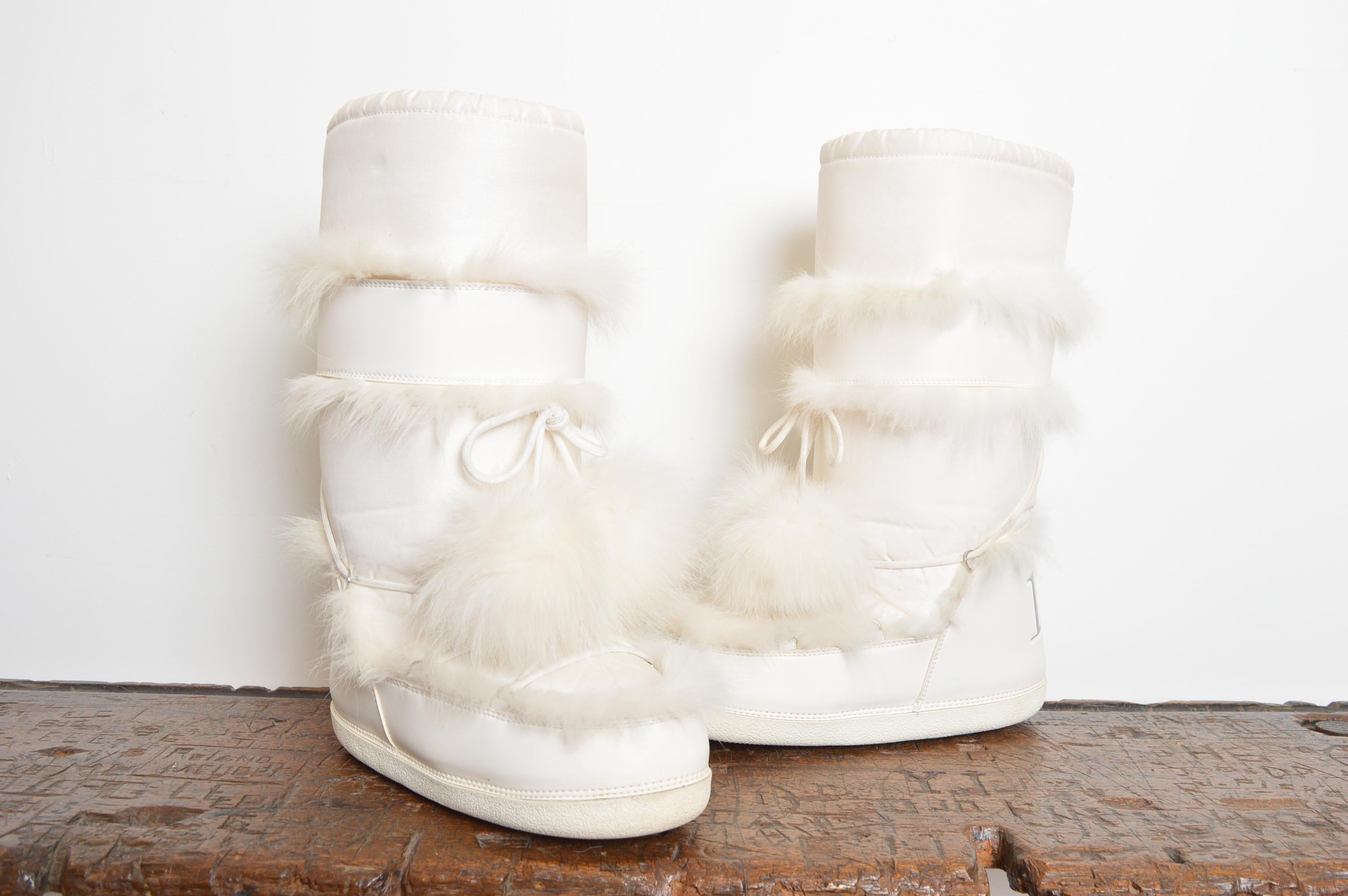 2000's Christian Dior by John Galliano Weiße Pelz-Schneestiefel EU 41-43 im Angebot 8