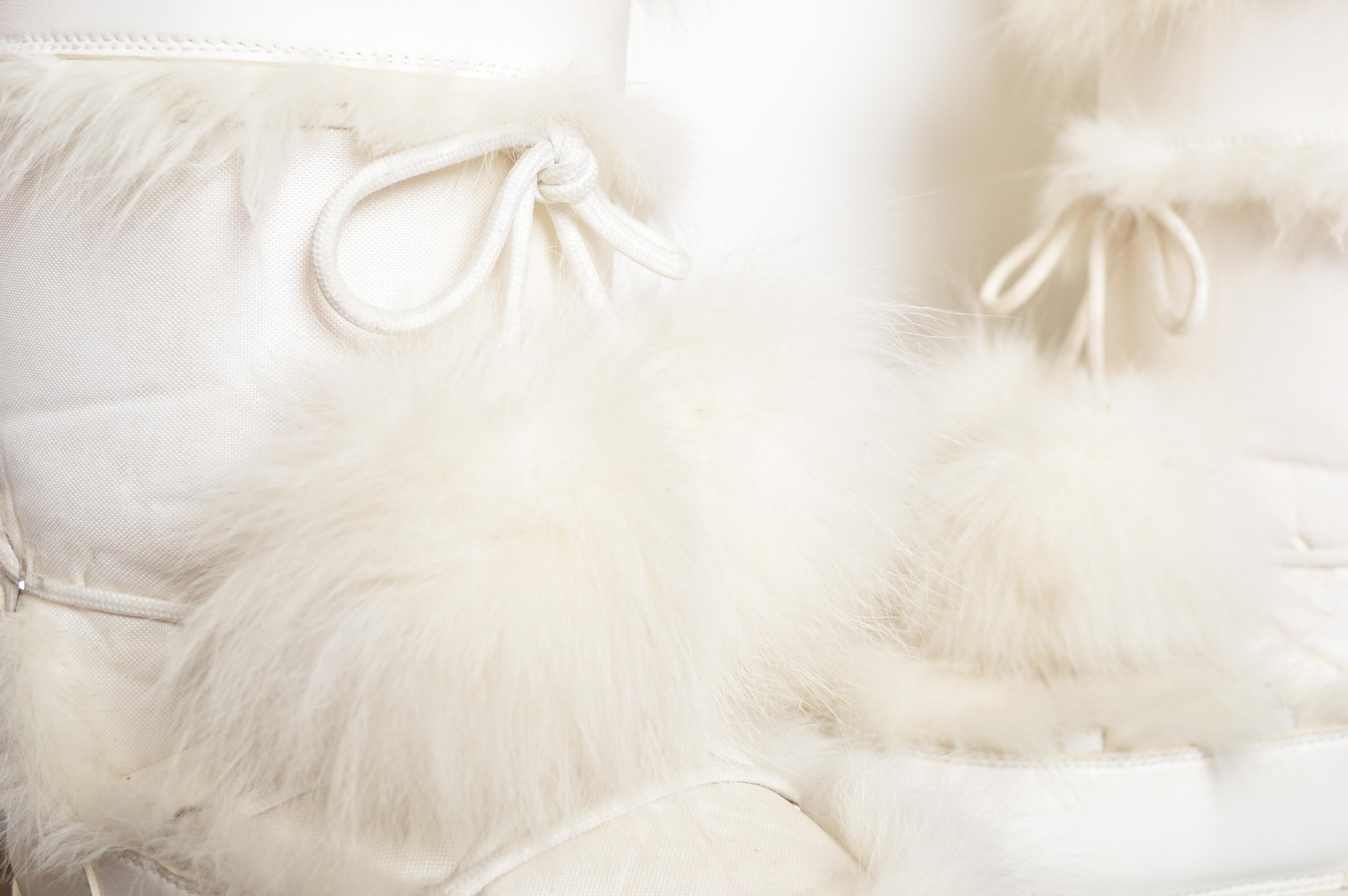 2000's Christian Dior by John Galliano Weiße Pelz-Schneestiefel EU 41-43 im Angebot 9