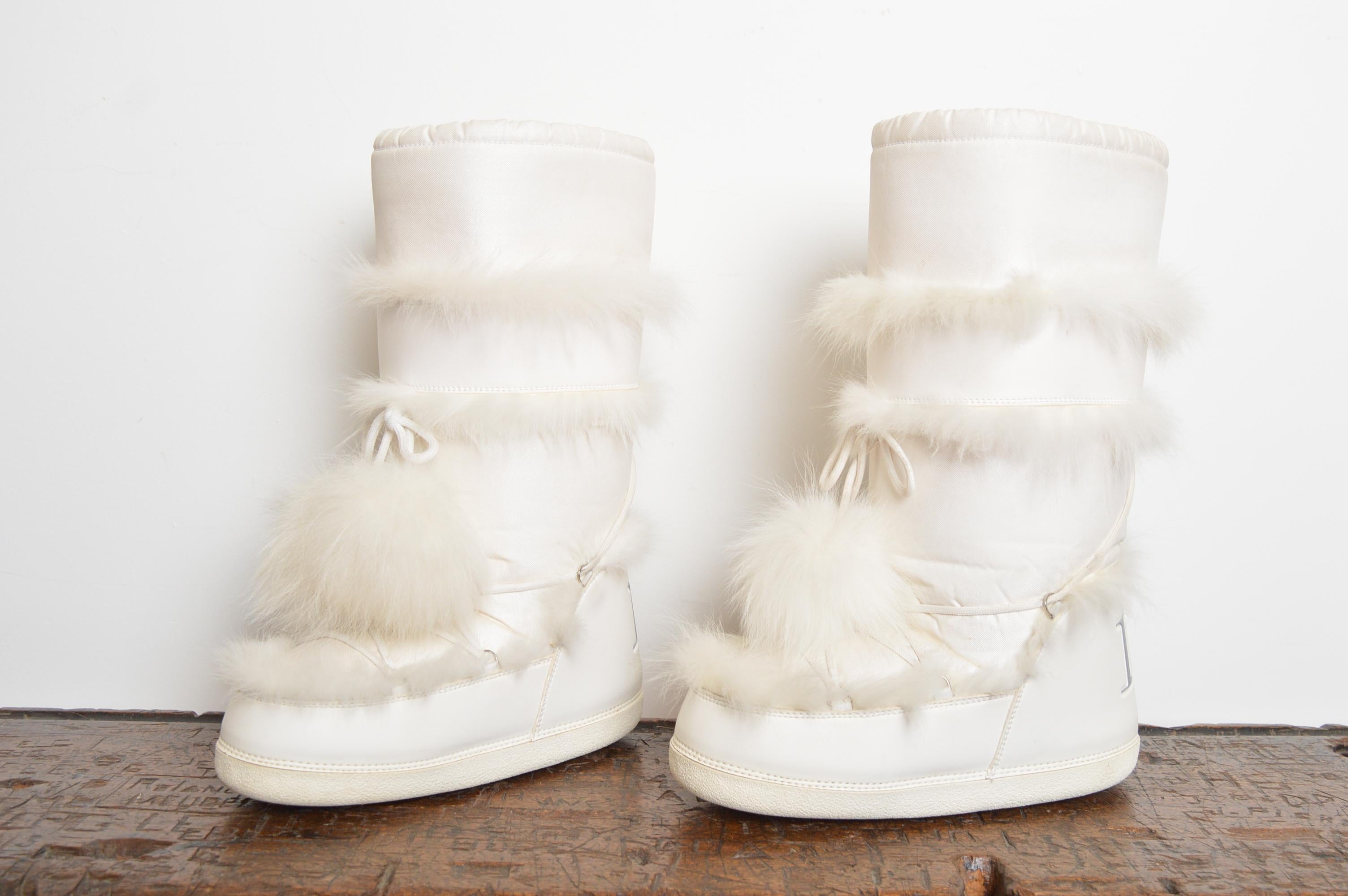 2000's Christian Dior by John Galliano Weiße Pelz-Schneestiefel EU 41-43 im Angebot 14