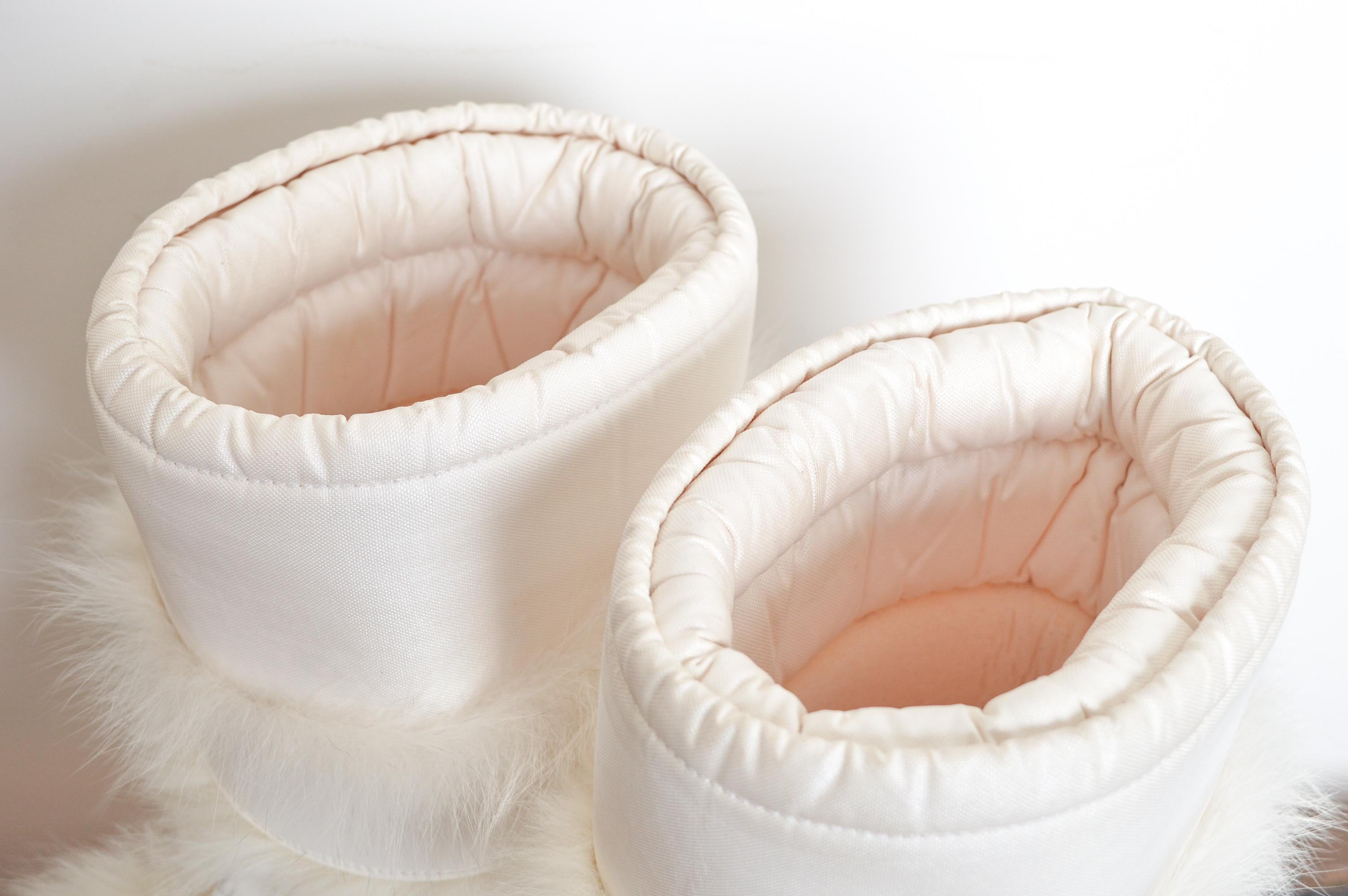 2000's Christian Dior by John Galliano Weiße Pelz-Schneestiefel EU 41-43 im Angebot 15