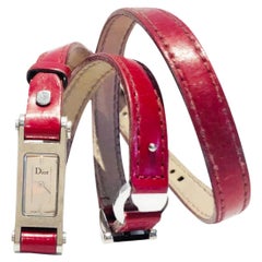2000s Christian Dior 'Dior 66' Model Red Buckle Strap Steel Watch