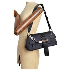 2000
s Christian Dior John Galliano Black Satin Diamanté Rhinestone shoulder Bag