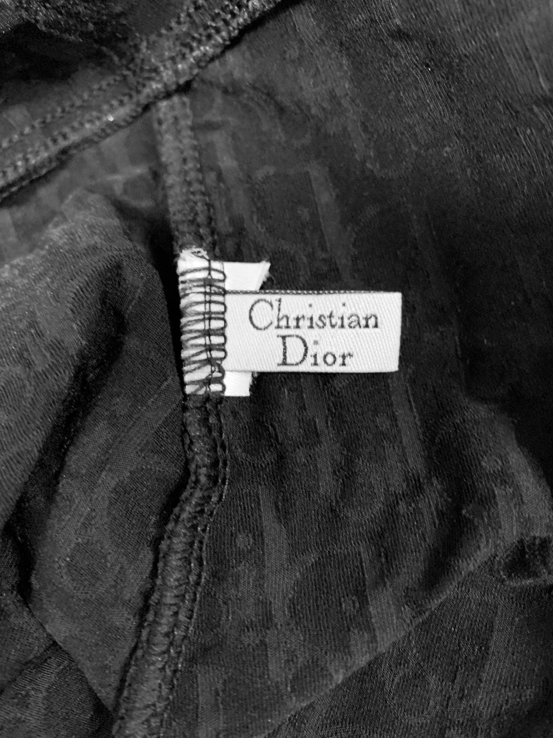 2000's Christian Dior John Galliano Sheer Black Logo Monogram Slip 