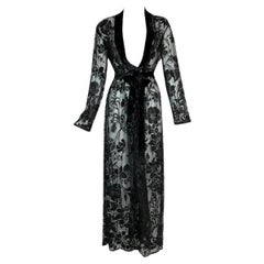2000's Christian Dior John Galliano Sheer Black Old Hollywood Dress Robe
