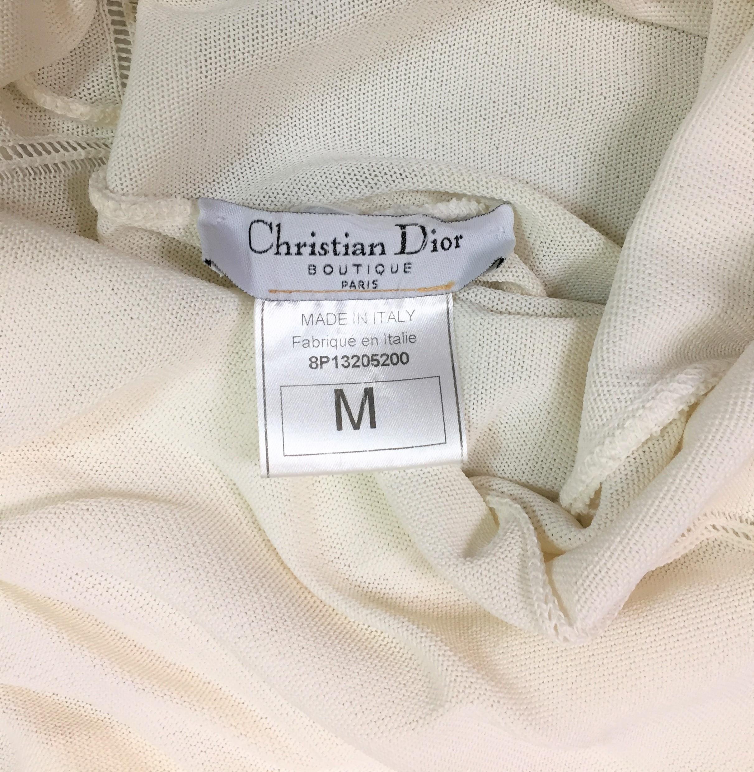 Gray 2000's Christian Dior John Galliano Sheer Ivory Asymmetrical Micro Mini Dress