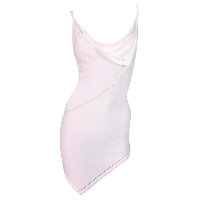 2000's Christian Dior John Galliano Sheer Ivory Asymmetrical Micro Mini  Dress at 1stDibs