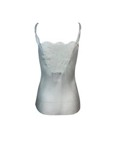 2000's Christian Dior John Galliano Silver Blue Logo Monogram Lace Cami Top