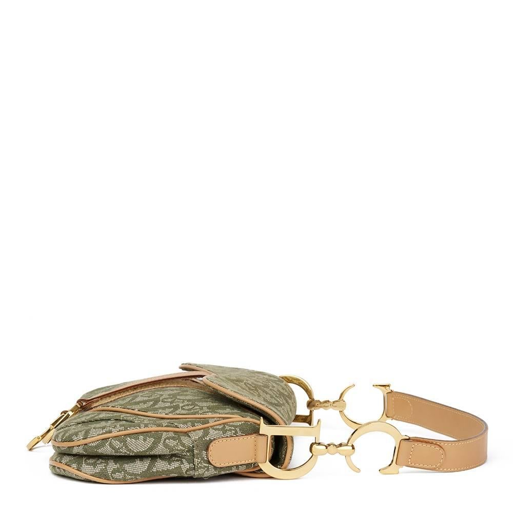 Brown 2000s Christian Dior Khaki Monogram Canvas Saddle Bag