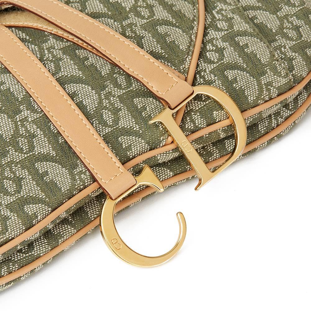 2000s Christian Dior Khaki Monogram Canvas Saddle Bag 2