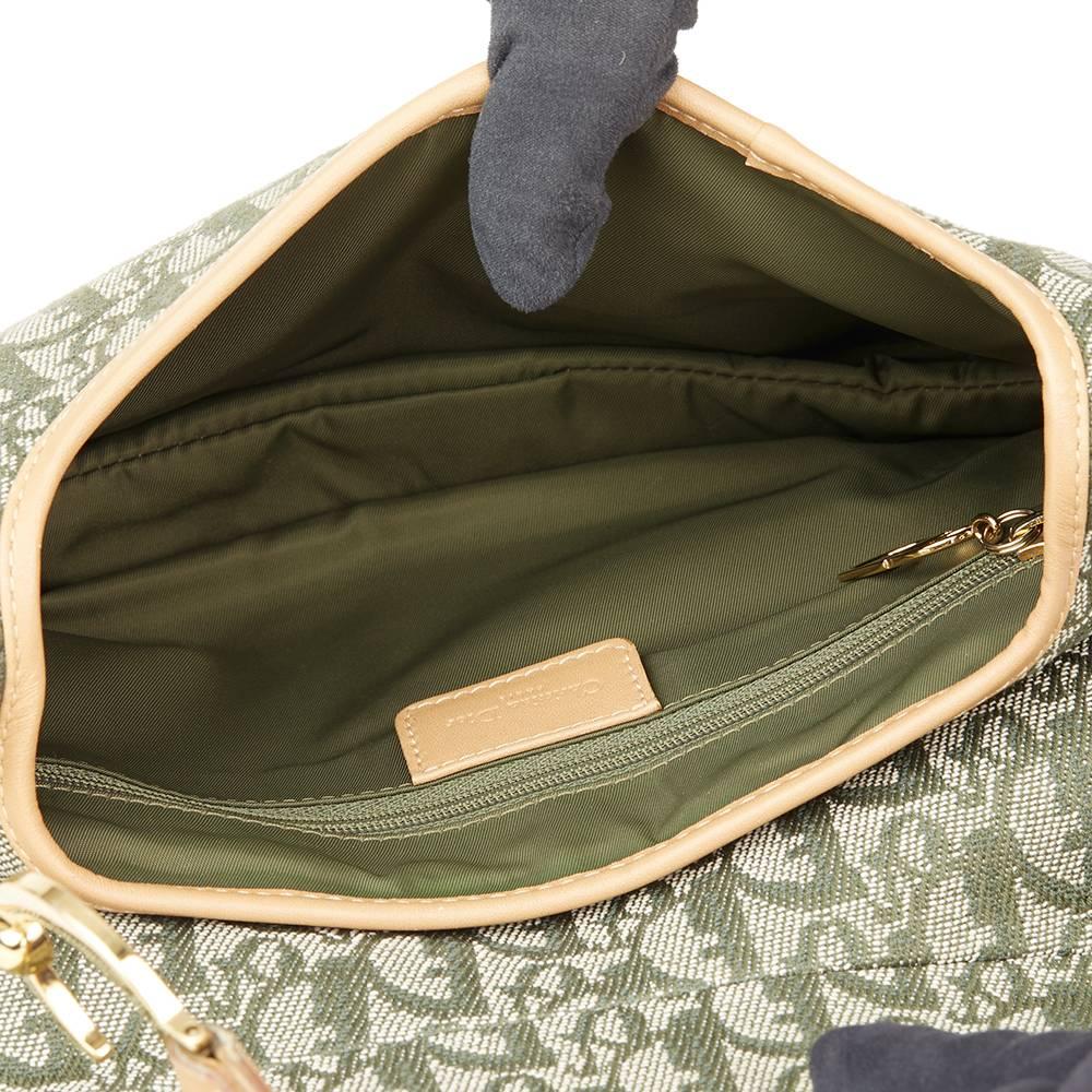 2000s Christian Dior Khaki Monogram Canvas Saddle Bag 4