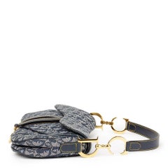 2000s Christian Dior Navy Monogram Canvas Saddle Bag