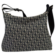 2000s CHRISTIAN DIOR Navy Trotter Jacquard Messenger Bag Mens Unisex