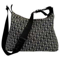 2000s CHRISTIAN DIOR Navy Trotter Jacquard Messenger Bag Mens Unisex