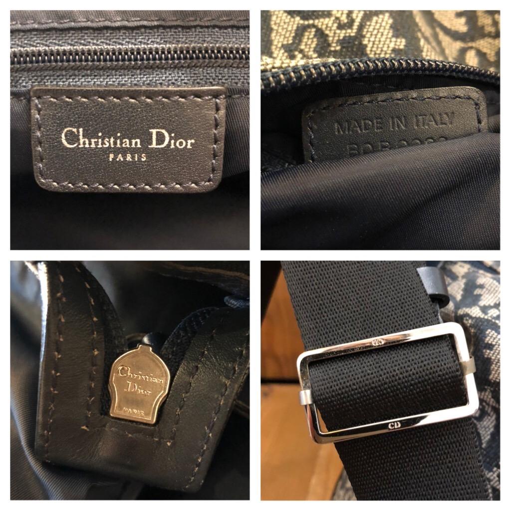 2000s CHRISTIAN DIOR Navy Trotter Jacquard Messenger Crossbody Bag In Good Condition In Bangkok, TH
