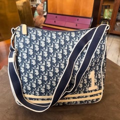 2000s Christian Dior Oblique Monogram Navy Blue Crossbody Bag