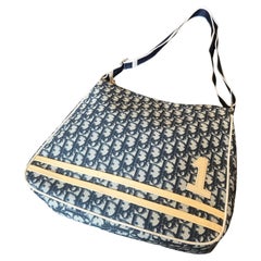 2000s Christian Dior Oblique Monogram Navy Blue Crossbody Bag