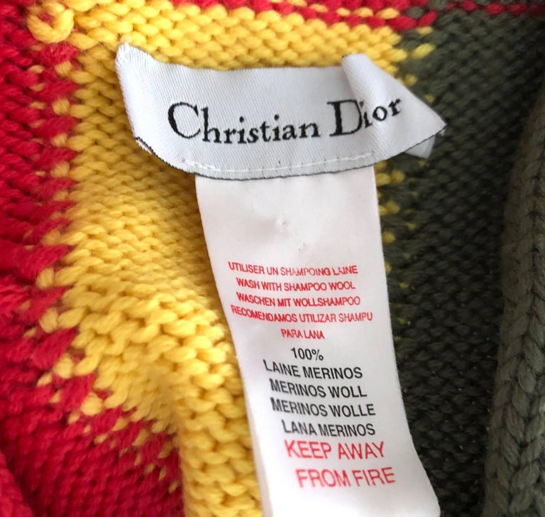 2000s Christian Dior Rasta collection Merinos Wool Logo Fringe Scarf  For Sale 1