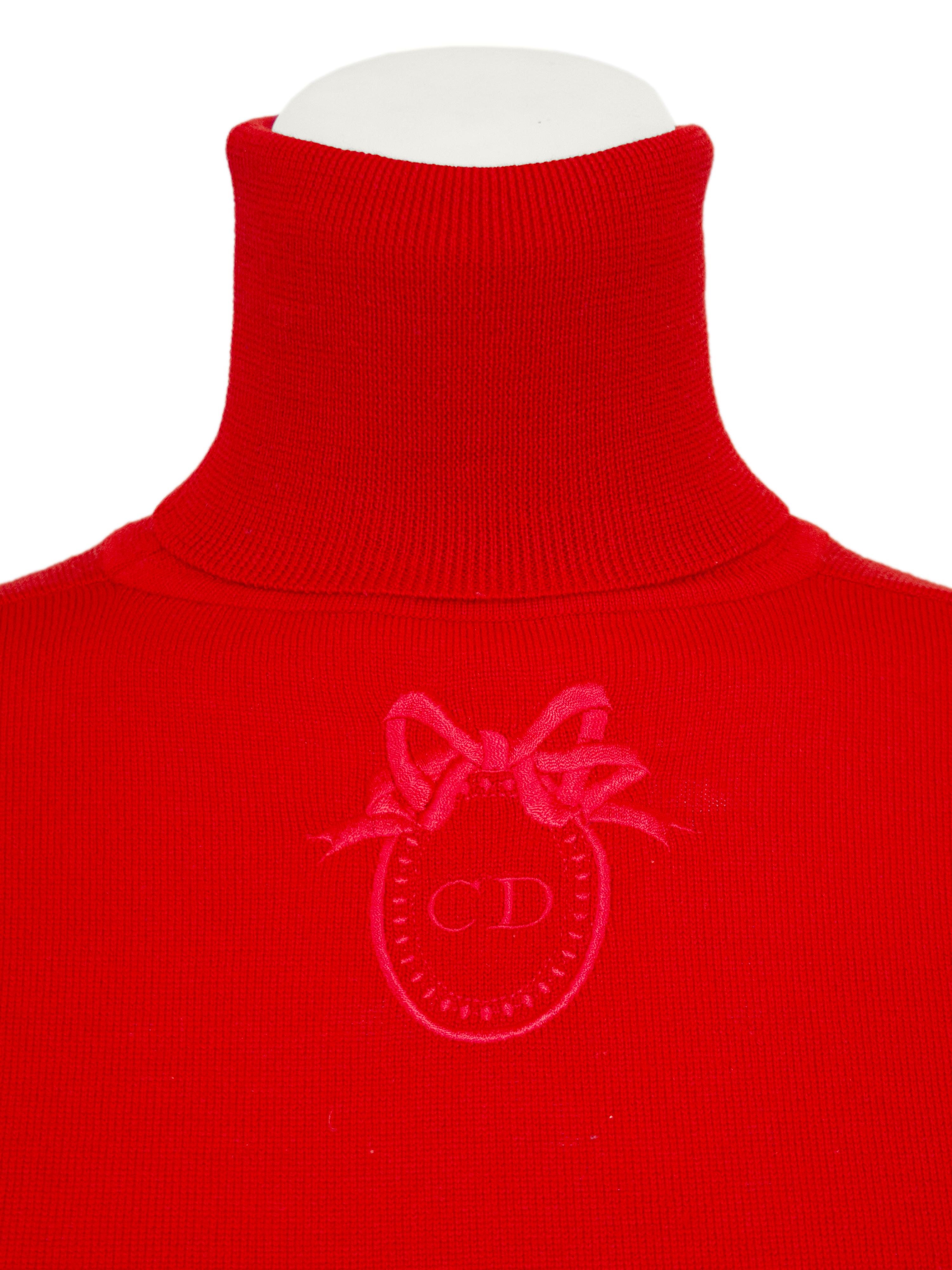 2000's Christian Dior Rouge Col roulé à manches courtes Bon état - En vente à Toronto, Ontario