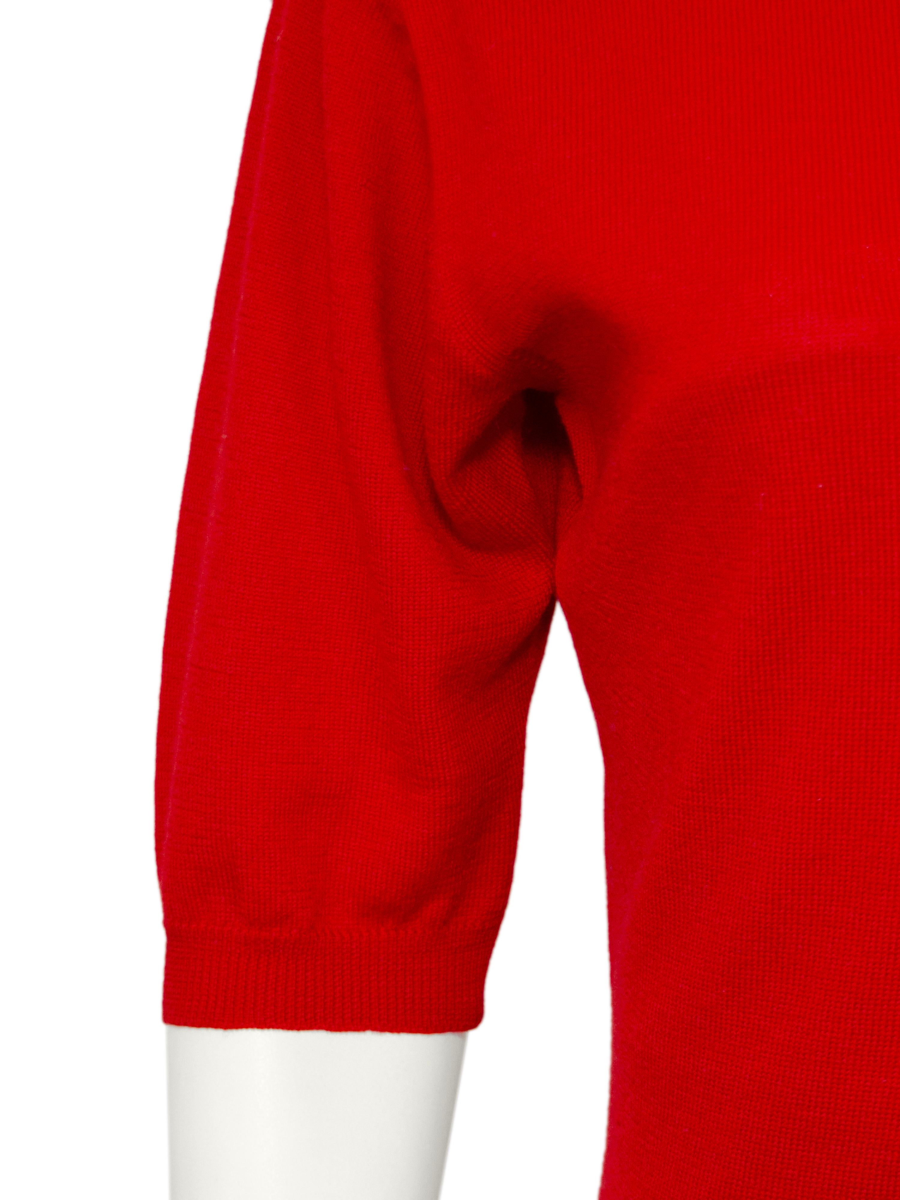 2000's Christian Dior Rouge Col roulé à manches courtes Pour femmes en vente