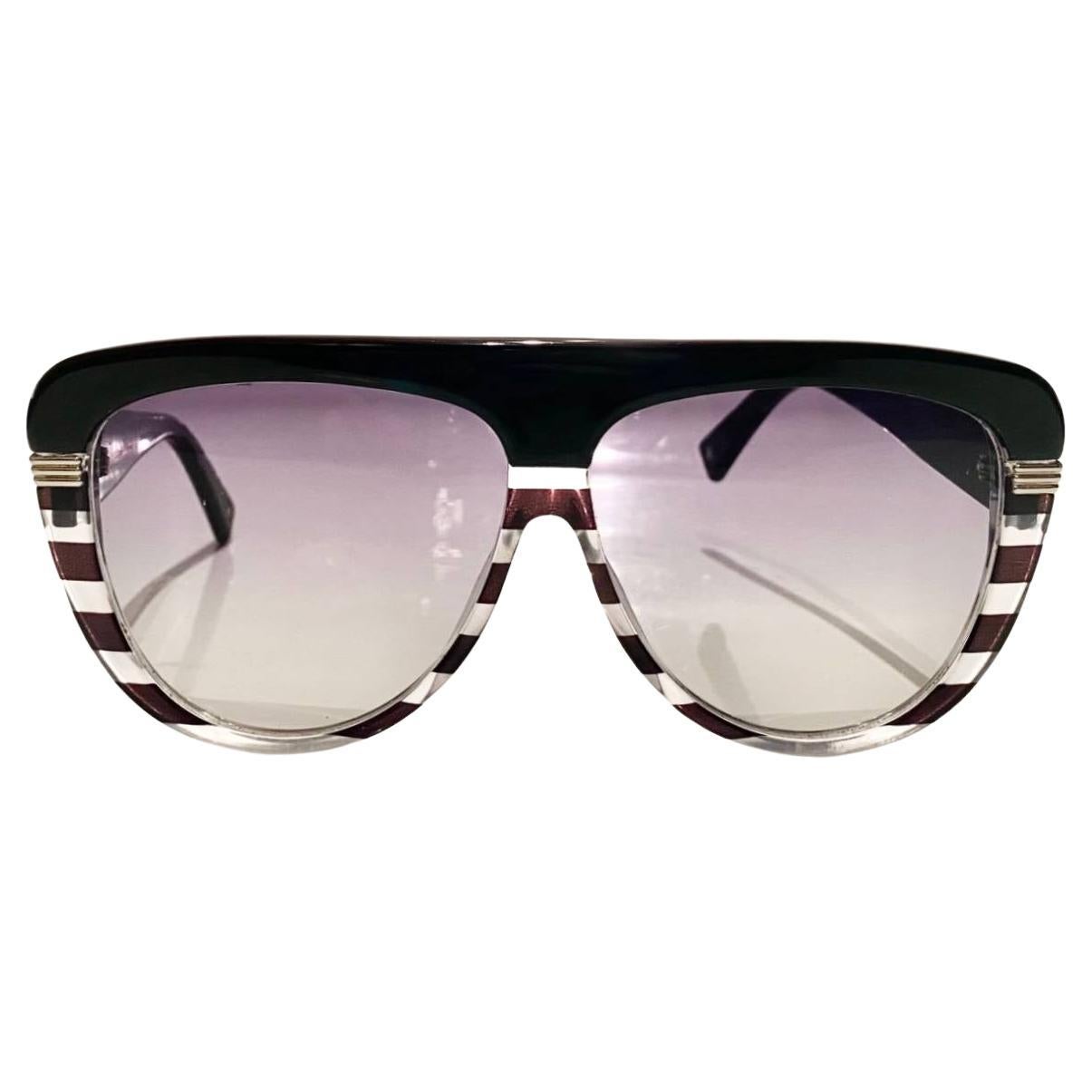 2000s Christian Dior Stripe Cat-Eye Sunglasses  For Sale
