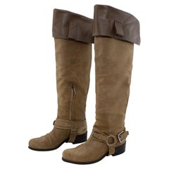 2000's Christian Dior Taupe Suede over-the-knee Boots