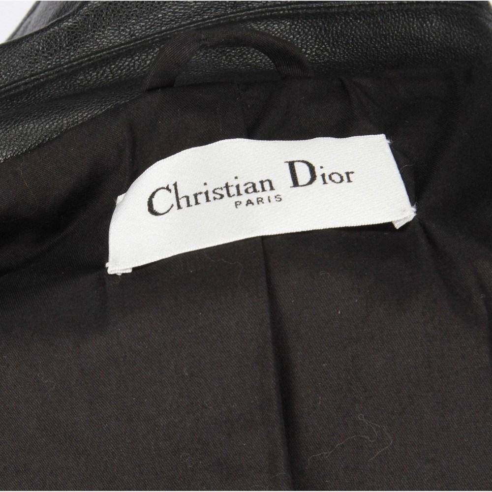 2000s Christian Dior Vintage black leather “DIOR ANGELS” logoed biker jacket 7