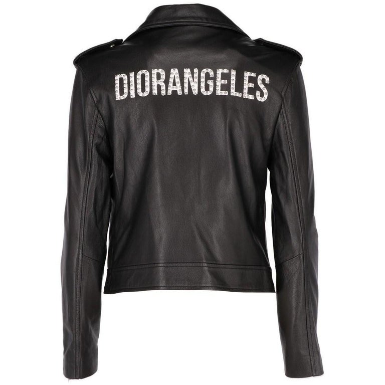 2000s Christian Dior Vintage black leather “DIOR ANGELS” logoed biker ...