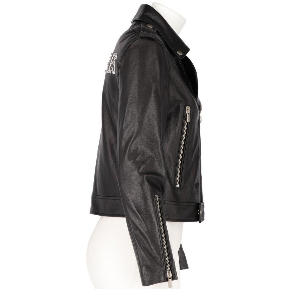 Black 2000s Christian Dior Vintage black leather “DIOR ANGELS” logoed biker jacket