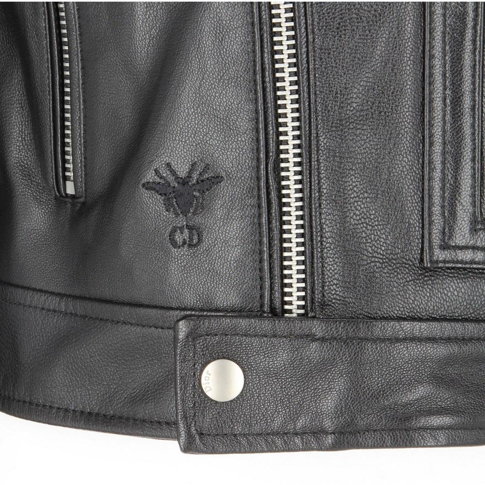 Women's 2000s Christian Dior Vintage black leather “DIOR ANGELS” logoed biker jacket