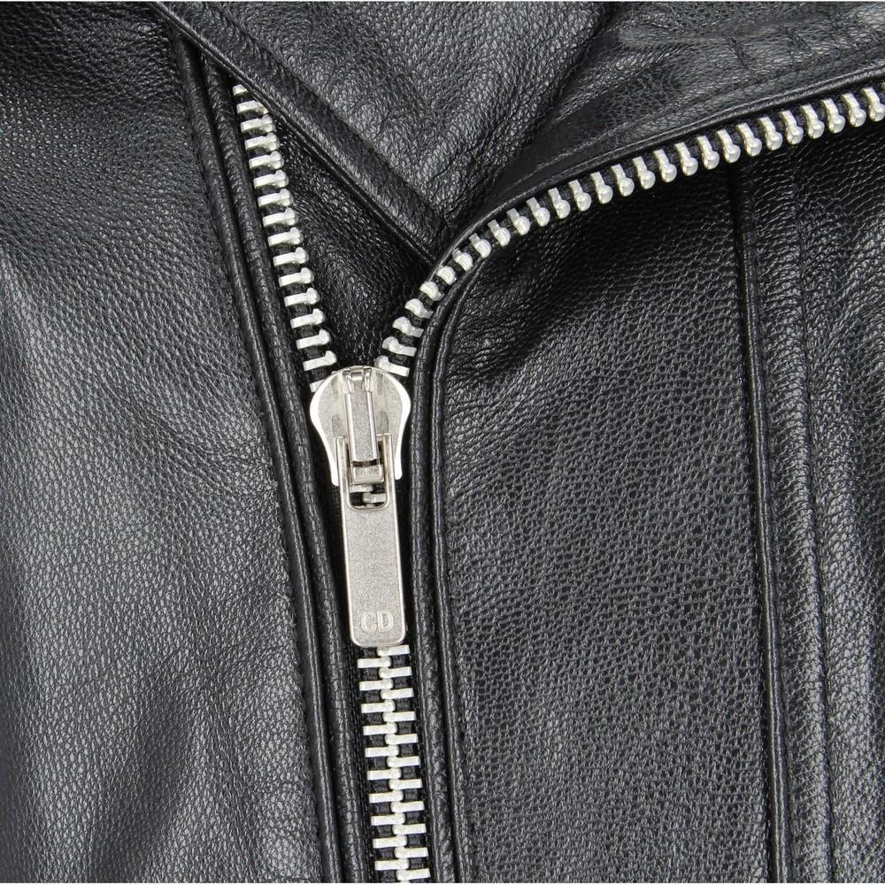 2000s Christian Dior Vintage black leather “DIOR ANGELS” logoed biker jacket 1
