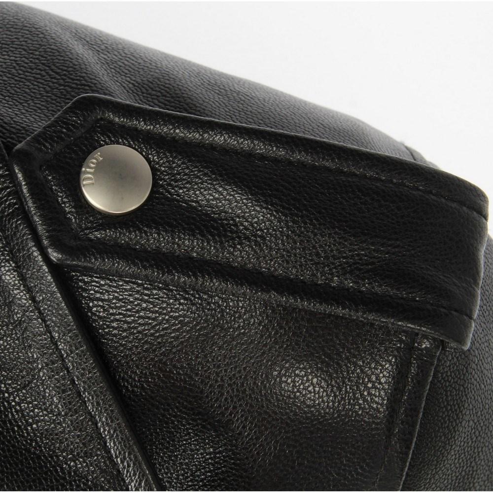 2000s Christian Dior Vintage black leather “DIOR ANGELS” logoed biker jacket 3
