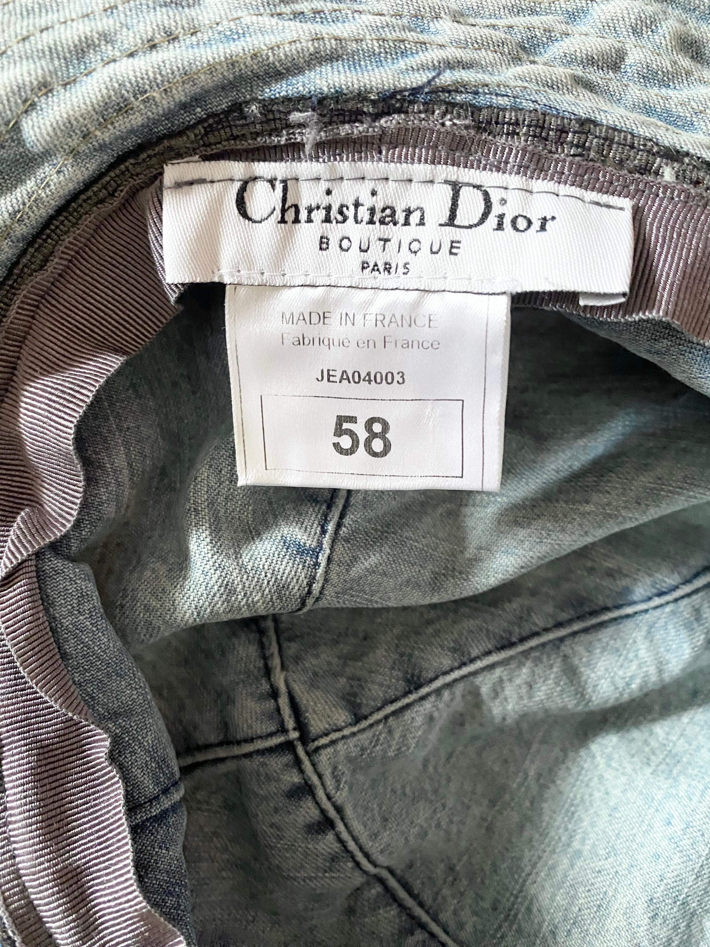 2000s Christian Dior Washed Out Denim Jeans Sun Hat en vente 3